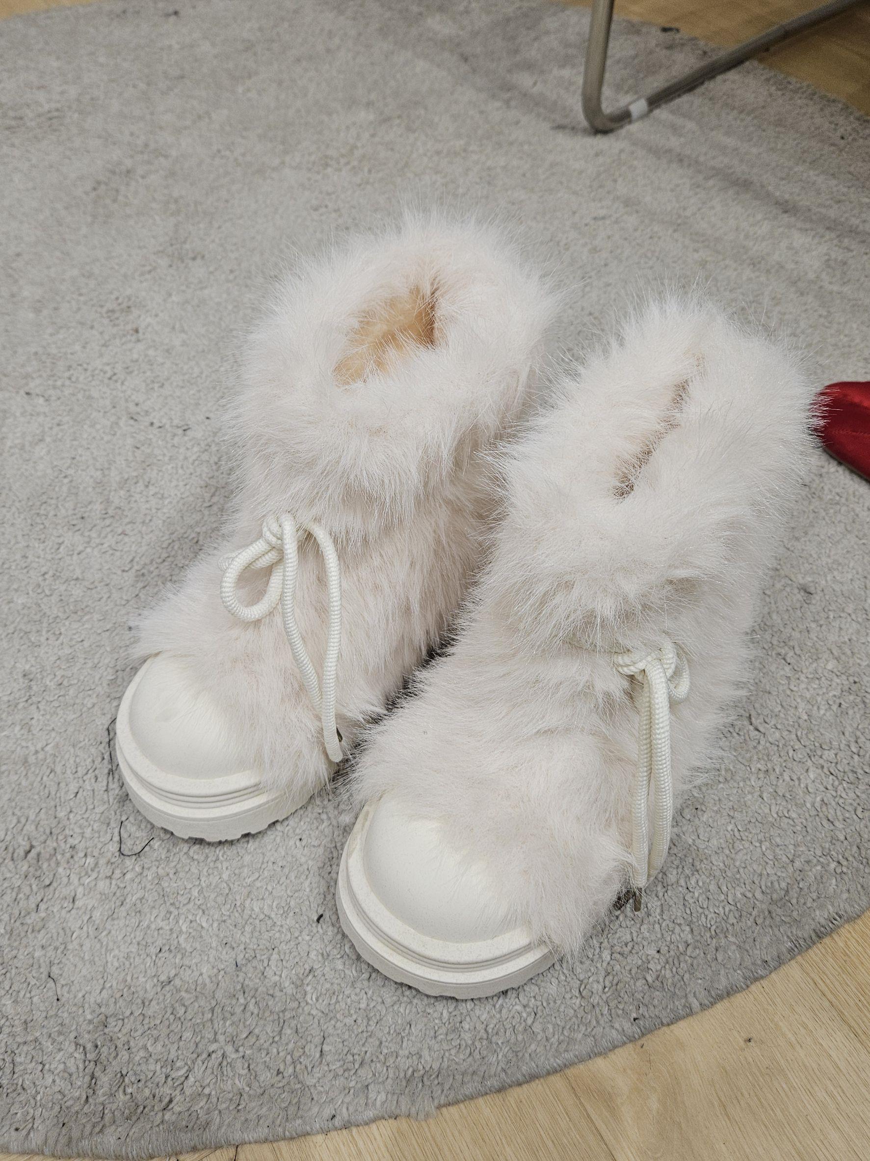純白毛毛雪靴